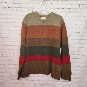 American Eagle Men's 100% Lambswool Striped Knit Sweater Large